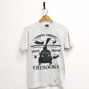Vintage Corpus Christi Army Depot Chinooks Helicopter T Shirt Small